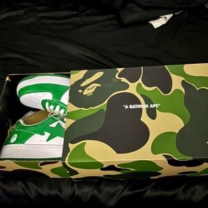 Bape Green and White Sneakers